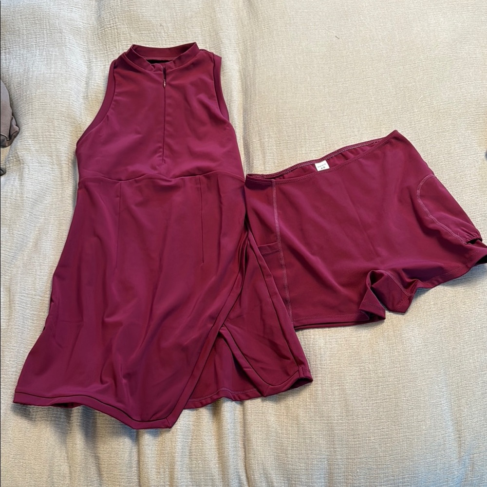 NWOT HALARA Sleeveless Wine Dress with Shorts
